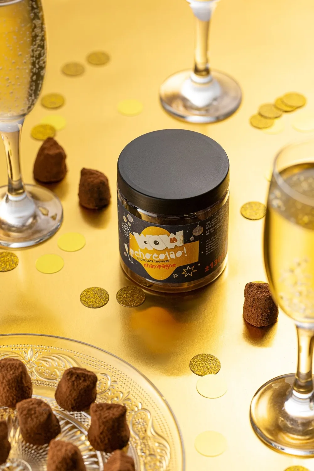 WOW Chocolao Champagne Chocoladetruffels 130g Pot Feest