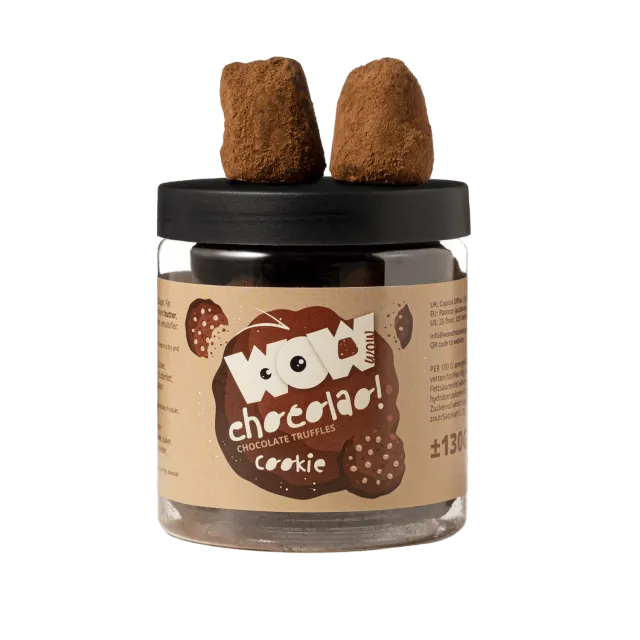 WOW Chocolao Cookie Crumble Truffels pot 130g knapperig