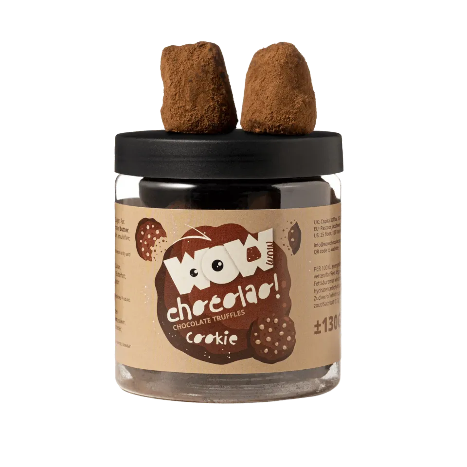 WOW Chocolao Cookie Crumble Truffels pot 130g knapperig