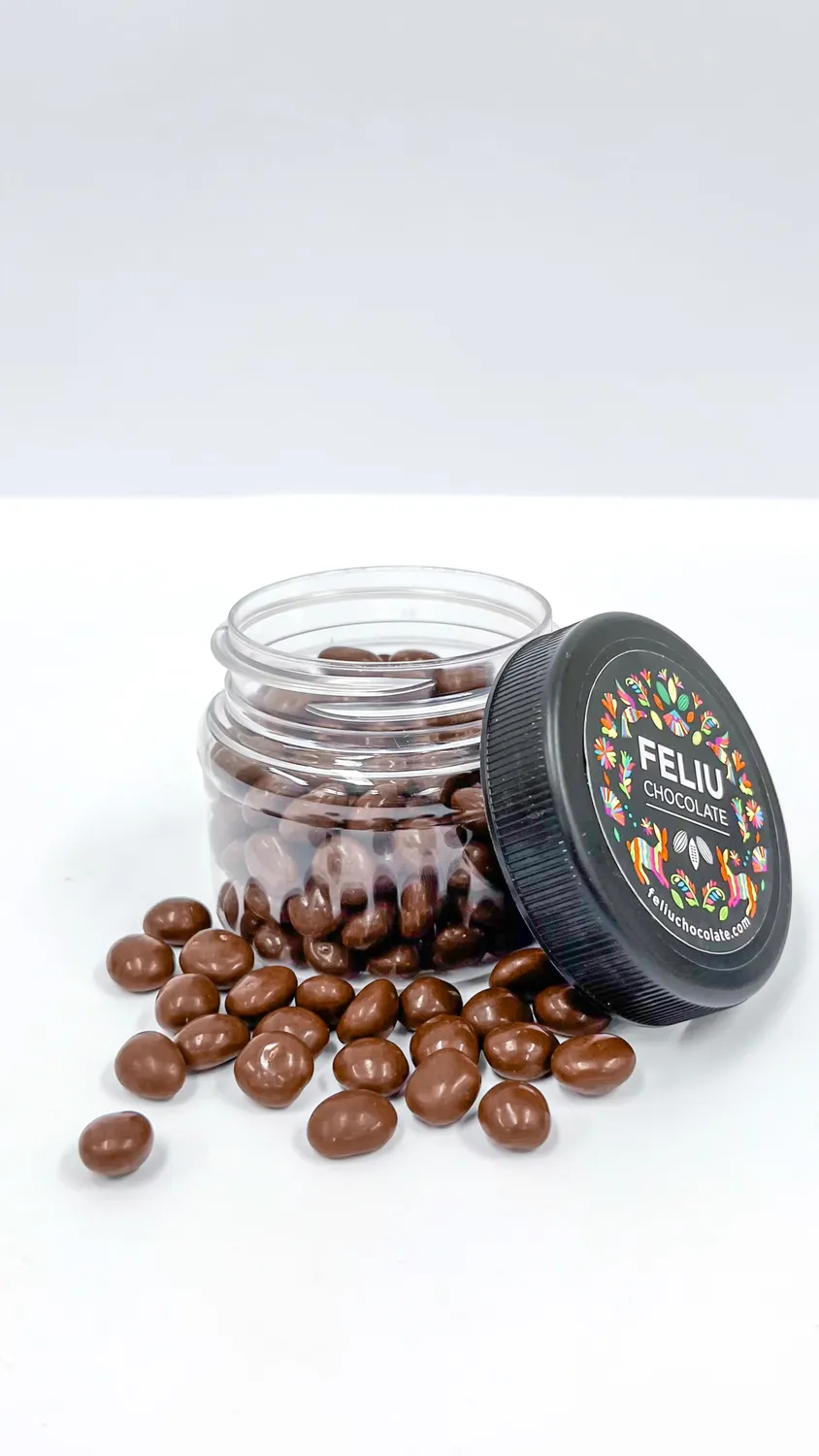 Feliu Chocolate Café melkchocolade koffiebonen 90g pot