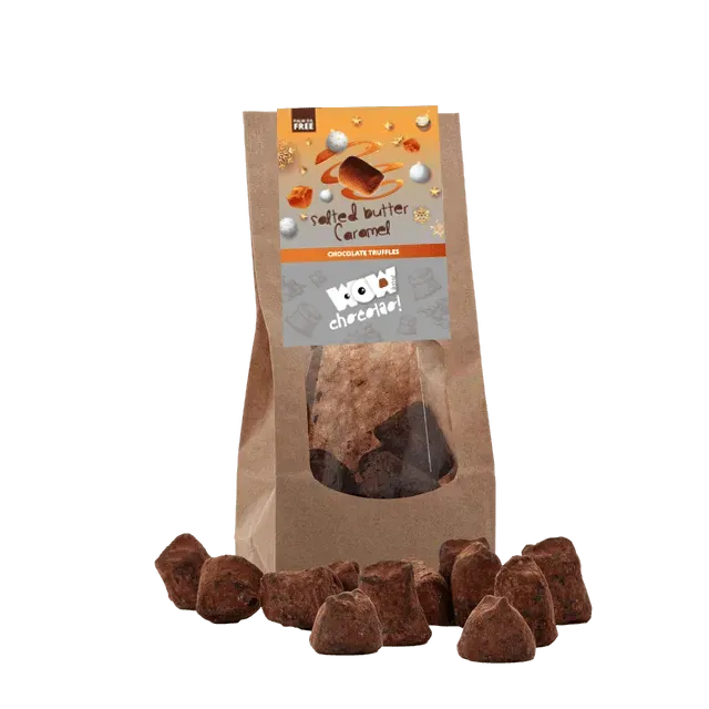 WOW Chocolao Salted Caramel Kerst truffels zak 130g karamel-zee zout