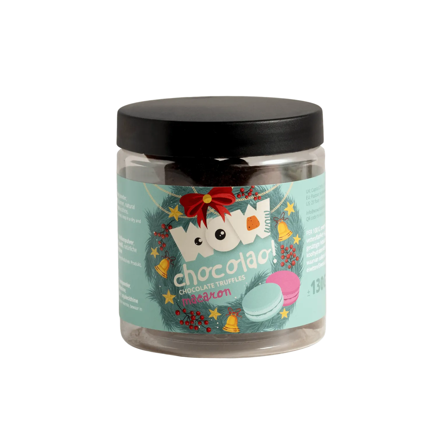 WOW Chocolao Kerst Macaron Chocoladetruffels Pot 130g feest