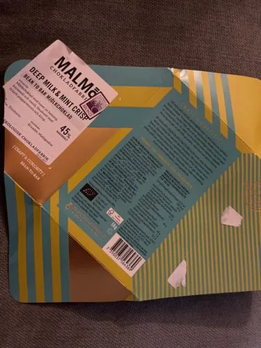Malmö Chokladfabrik Deep milk mint crisp reep munt melk 58g