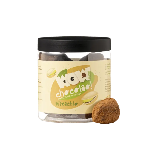 WOW Chocolao Pistache chocoladetruffels pot 130g pistache