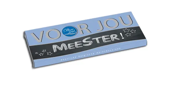 Voor jou Wensreep Meester chocoladereep bedankje